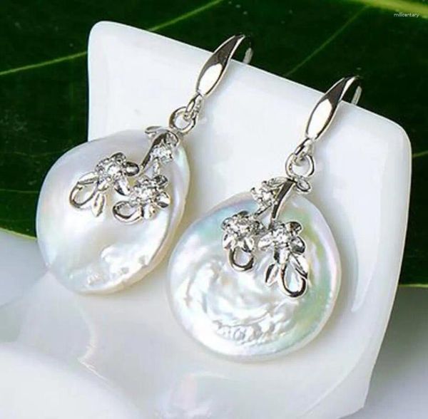 Boucles d'oreilles pendantes, charmantes boucles d'oreilles en perles baroques blanches/roses des mers du sud, 15-20mm