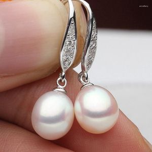 Boucles d'oreilles pendantes crochet de charme perles fines de culture d'eau douce naturelles en forme de larme bijoux impeccables pour les femmes