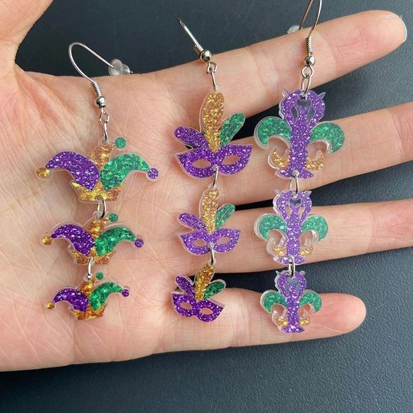 Pendientes colgantes con encanto de langosta, máscara de plumas de Joker, colgante acrílico para mujer, accesorios de regalo de joyería de Carnaval