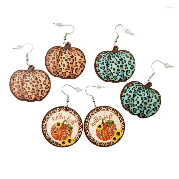 Pendientes colgantes de guepardo, leopardo, calabaza, Acción de Gracias para mujeres, dar gracias, girasol, redondo, geométrico, regalos de joyería de otoño