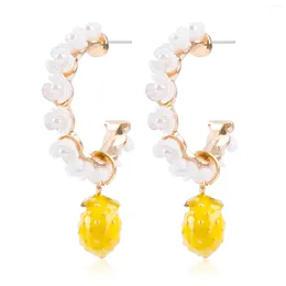 Boucles d'oreilles pendantes Chicgrowth citron pour femmes, cerceau de tempérament, accessoires pour femmes, bijoux tendance, vente en gros