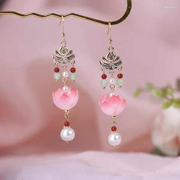 Boucles d'oreilles pendantes chinoises classiques plaquées or 14 carats, bijoux pour femmes, accessoires d'été, cadeau de créateur 0160