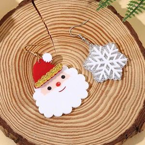 Boucles d'oreilles pendantes de noël en acrylique, épissure du père noël, décoration de flocon de neige brillante, cadeau, vente en gros