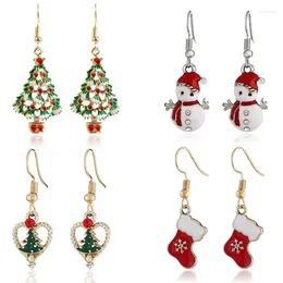 Boucles d'oreilles en pente de Noël Crystal Snowman Email Snowflake Chaussettes Pendant Colliers pour femmes Girls Bijoux 2024 ans