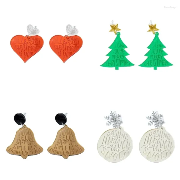 Boucles d'oreilles pendantes de noël, arbre de noël en forme de cœur, bijoux de vacances en acrylique transparent, Thanksgiving F19D