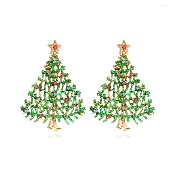 Boucles d'oreilles pendantes de noël, accessoires d'arbre en alliage simples pour femmes, articles gratuits