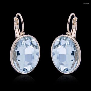 Boucles d'oreilles pendantes cadeau de Noël plaqué or 18 carats sans nickel blanc autrichien opalescence cristal goutte d'eau longs bijoux pour femmes