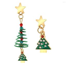 Boucles d'oreilles pendantes pendentif de noël dessin animé accessoires bonhomme de neige arbre goutte boucle d'oreille pour femmes fille créatif asymétrie bijoux