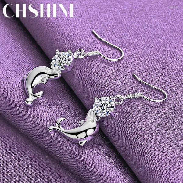 Boucles d'oreilles en peluche 925 Sterling Silver Dolphin Zircon For Women Fashion Charm bijoux