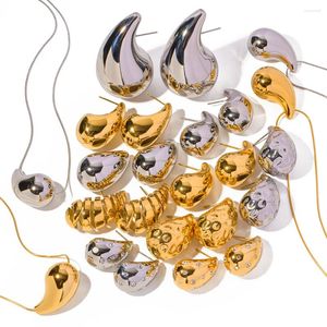 Boucles d'oreilles pendantes épaisses plaquées or 18 carats, créoles légères, hypoallergéniques, bijoux tendance pour filles et femmes