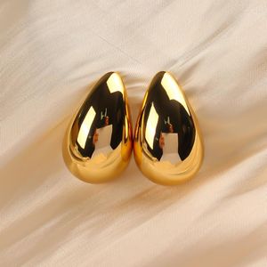 Pendientes colgantes, gota de cúpula gruesa para mujer, pendiente en forma de luna chapado en oro, aro de lágrima grande Kylie, regalo de joyería