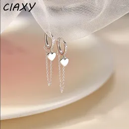 Pendientes colgantes Ciaxy Color plateado encanto en forma de corazón para mujeres Temperamento de la libra de borla Hebilla de moda coreana Joyería