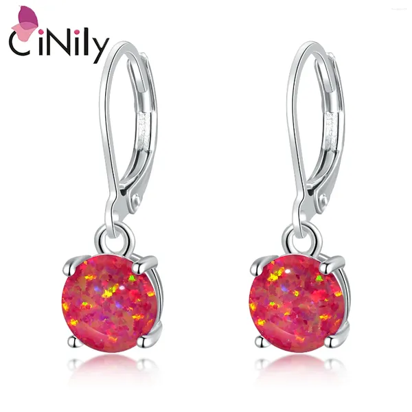 Pendientes colgantes CiNily rojo verde azul ópalo de fuego gota con piedra redonda chapado en oro rosa/plata joyería regalos para mujeres niñas