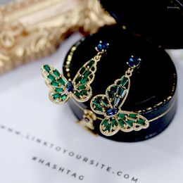 Boucles d'oreilles pendantes CIZEVA 2023 exquis brillant vert CZ Vintage papillon femme bohême Stue goutte boucle d'oreille Dangler Banquet bijoux