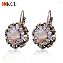 Boucles d'oreilles pendantes CKCL marque 2024 bijoux Vintage breloque ronde fleur goutte mode autrichien cristaux complets femmes