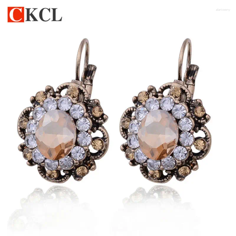 Dangle Earrings CKCL Brand 2024 Vintage Jewelry Charm Round Flower Drop Fashion Austrian Full Crystals Women