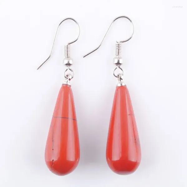 Pendientes colgantes Pendientes colgantes clásicos joyería de mujer gota de agua piedra jaspe de río rojo Natural cuentas colgante decoración TR3148