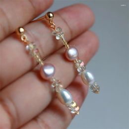 Boucles d'oreilles pendantes en cristal naturel, classique, à la mode, pendentif en perles naturelles, pour femmes, déclaration de luxe exquise, accessoires de bijoux pour robe de filles