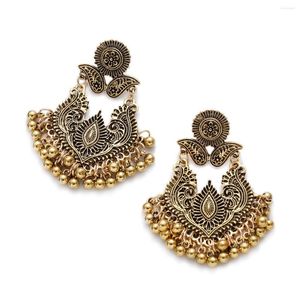 Dange oorbellen Classic Gold Color Big Flower Wedding For Women Ethnic Gypsy Jhumka Earring Oxidated