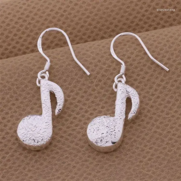 Pendientes colgantes clásicos de alta calidad AE253 joyería de moda Color plata encanto al por mayor para mujeres nota musical Akqajbxa