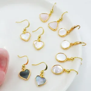 Boucles d'oreilles pendantes classiques en coquillage naturel, goutte ronde en forme de cœur ovale, bijoux à la mode en nacre, cadeaux de fête pour femmes