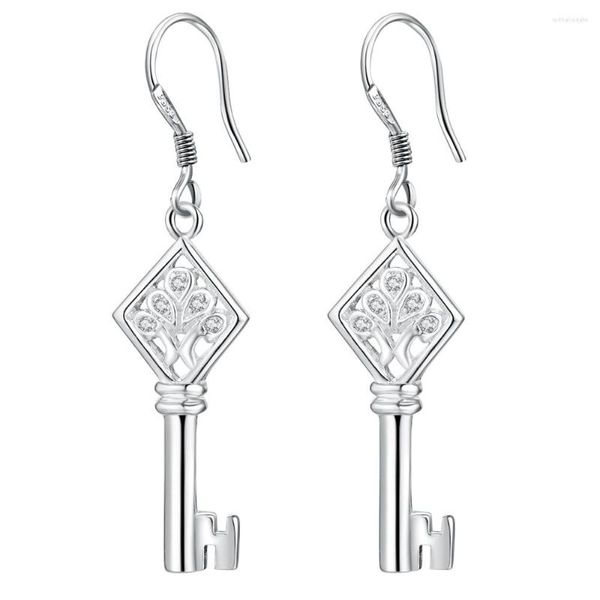 Boucles d'oreilles pendantes classiques rétro éléments élégant couleur argent pour les femmes en gros cadeaux de noël bijoux de mode clé avenante