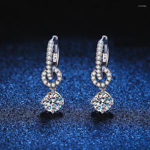 Boucles d'oreilles pendantes classique S925 en argent Sterling 1CT Mossamite diamant étincelant pour les femmes Boutique bijoux Souvenir cadeau