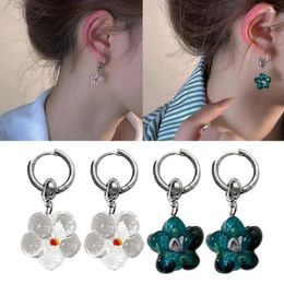 Boucles d'oreilles en peluche fleurie en résine acrylique fleurs en métal plaqué en métal vintage boucle d'oreille pour femmes bijoux de fête