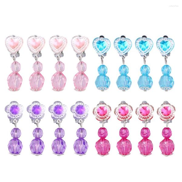 Boucles d'oreilles pendantes à Clip, pendentifs en acrylique pour filles, faux jeu pour enfants, accessoires pour enfants, petit cerceau à bijoux