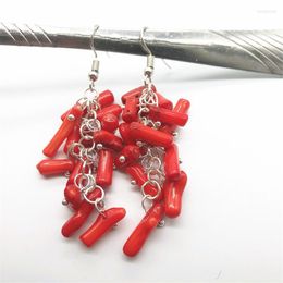 Bengelen oorbellen cluster rood koraal handgemaakte mooiste cadeau haak voor vrouwen meisje drop sieraden accessoires