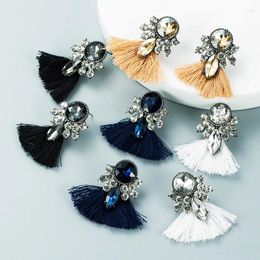 Boucles d'oreilles pendantes en cristal de café pour femmes, bijoux Vintage, personnalité en alliage, mignon gland strass, noël, vente en gros