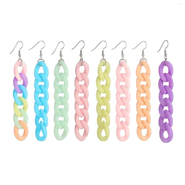 Boucles d'oreilles pendantes en acrylique coloré, couleur bonbon, chaîne à maillons Macaron longue pour femmes, Boutique, bijoux d'été à la mode