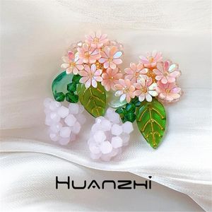 Boucles d'oreilles pendantes colorées perlées bleu jaune blanc fraise cristal pour les femmes vacances désherbage fête bijoux HUANZHI 2023