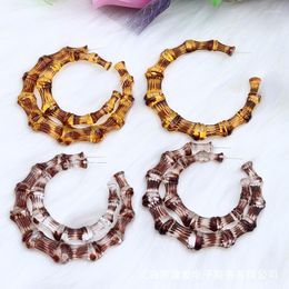 Boucles d'oreilles pendantes colorées en forme de C, léopard en bambou, cerceau d'oreille pour femmes et filles, personnalité Simple, bijoux géométriques en acrylique