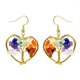 Pendientes colgantes Colorido Crystal Drop for Women Fashion Tree of Life