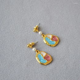 Boucles d'oreilles pendantes, Palette de peinture en émail coloré pour femmes, goutte créative amusante, bijoux uniques et inhabituels pour enfants filles