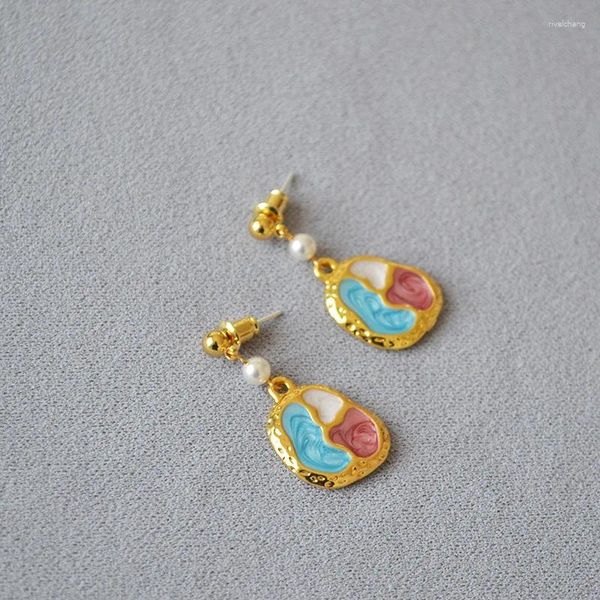 Boucles d'oreilles pendantes, Palette de peinture en émail coloré pour femmes, goutte créative amusante, bijoux uniques et inhabituels pour enfants filles