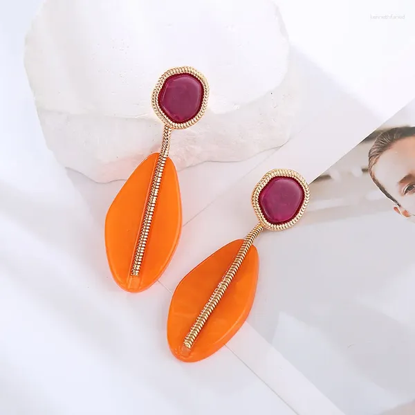 Boucles d'oreilles pendantes colorées géométriques en résine acrylique, pendentif goutte à la mode pour femmes, déclaration