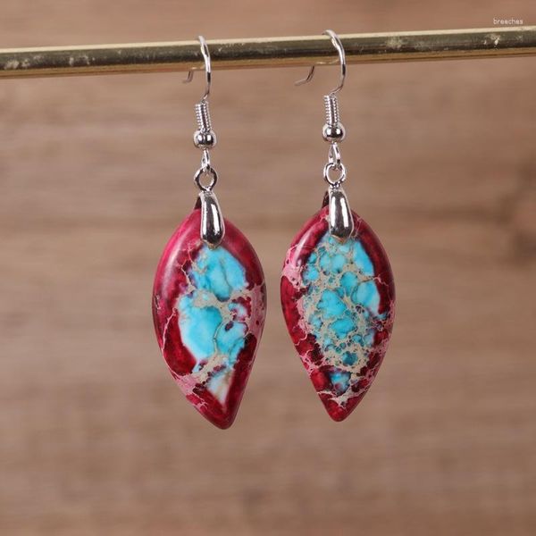 Pendientes colgantes coloridos piedra emperador Natural agua en forma de gota para mujeres niñas Bohemia Vintage gancho para la oreja regalos