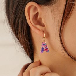 Boucles d'oreilles pendantes résine colorée 2023 mode lettre boucle d'oreille pour femmes fille goutte fête Bijoux Brincos charme Bijoux Femme