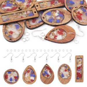 Boucles d'oreilles pendantes en résine colorée, ensemble de fabrication de boucles d'oreilles en bois, crochets, anneaux de saut pour les résultats de bijoux à faire soi-même