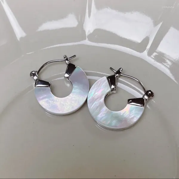 Pendientes colgantes coloridos concha de mariposa blanca plata brillante AB cara accesorios para el cabello nicho anillo de temperamento Simple