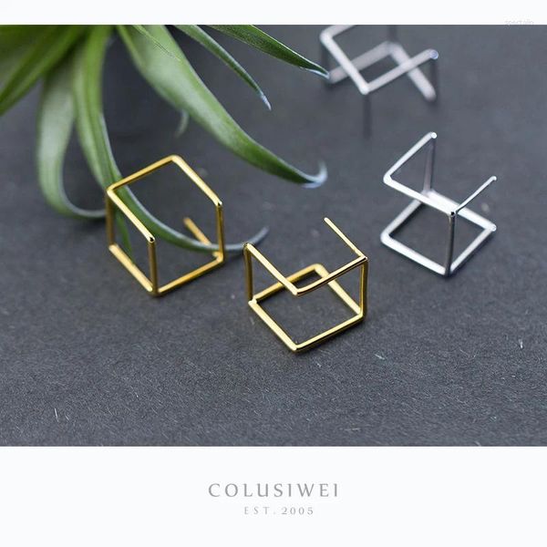 Boucles d'oreilles pendantes Colusiwei Collection 925 en argent Sterling géométrique Simple Cube goutte pour femmes bijoux carrés