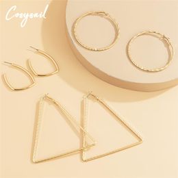 Dangle Boucles D'oreilles Cosysail 3Pairs / Set Tendance Géométrie Ensemble Pour Les Femmes 2023 Simple Triangle Rond Clrcle Boucle D'oreille Partie Déclaration Bijoux Chandel