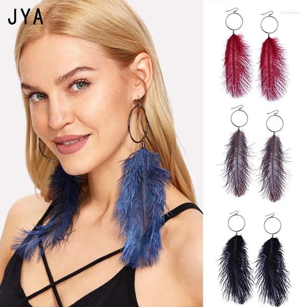 Boucles d'oreilles pendantes Cpop pour femmes, grande plume longue, tendance, bijoux à la mode, goutte d'oreille, vente en gros, 2024