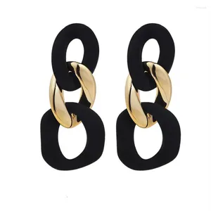 Boucles d'oreilles pendantes créatives noires, longue chaîne géométrique en résine, circulaire exagérée, suspendue en acrylique, bijoux gothiques pour femmes, cadeau