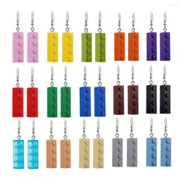 Pendientes colgantes creativos de Color caramelo, bloques de construcción, gota para mujer, rectángulo colorido, divertido juguete novedoso, regalos de ladrillos