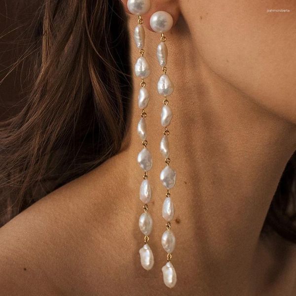 Boucles d'oreilles pendantes pour femmes, accessoires classiques créatifs, élégance goutte à goutte, colonnes umineuses du caire, perles d'eau douce longues pour femmes