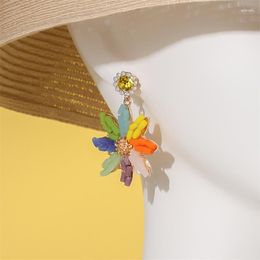 Bengelen oorbellen creatieve kleur bloemen mode rijst kralen kunstmatige strassige strass pendant dames dames