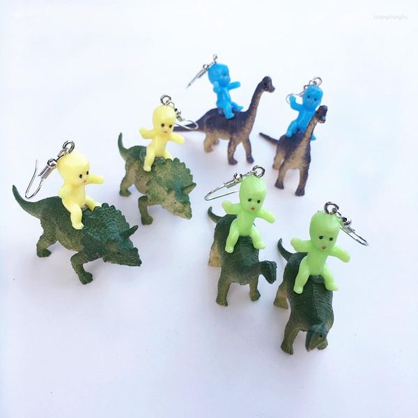 Boucles d'oreilles pendantes créatives, drôles et mignonnes, dessin animé dinosaure, poupée bébé pour femmes et filles, joli mouton, cheval, vache, bijoux tendance